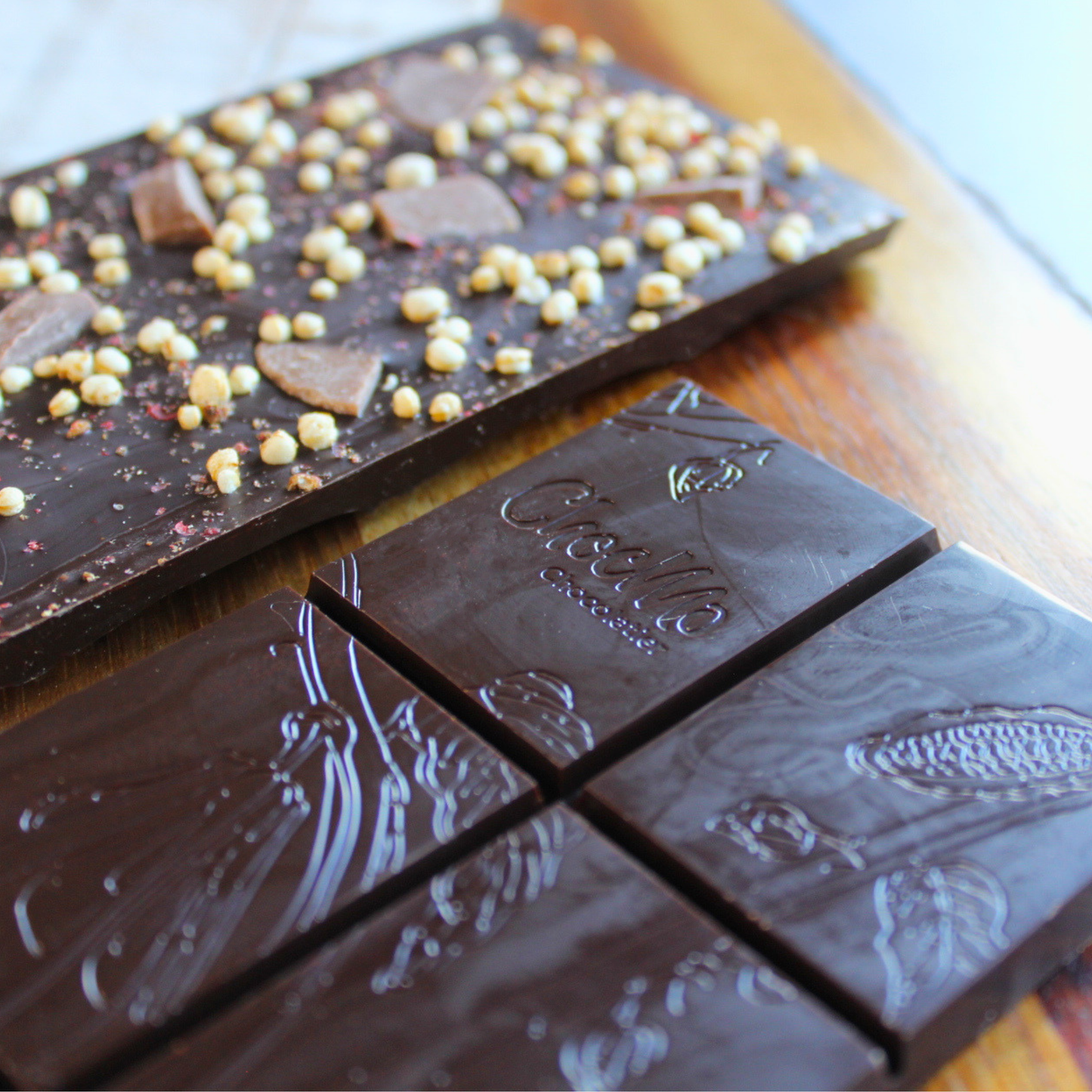 Dark Chocolate Pink Peppercorn & Quinoa Crisp Bar